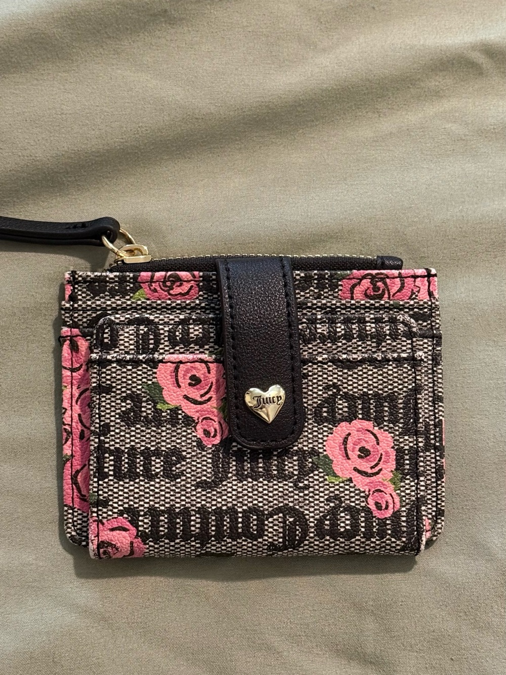 Juicy Couture Pink Rose Logo Cardholder Wallet